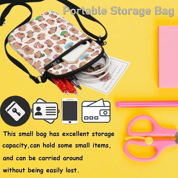 Capybaras Bag Animals Theme Gift Funny Don’t Worry Be Capy Crossbody Bag Animal - Picture 3 of 7